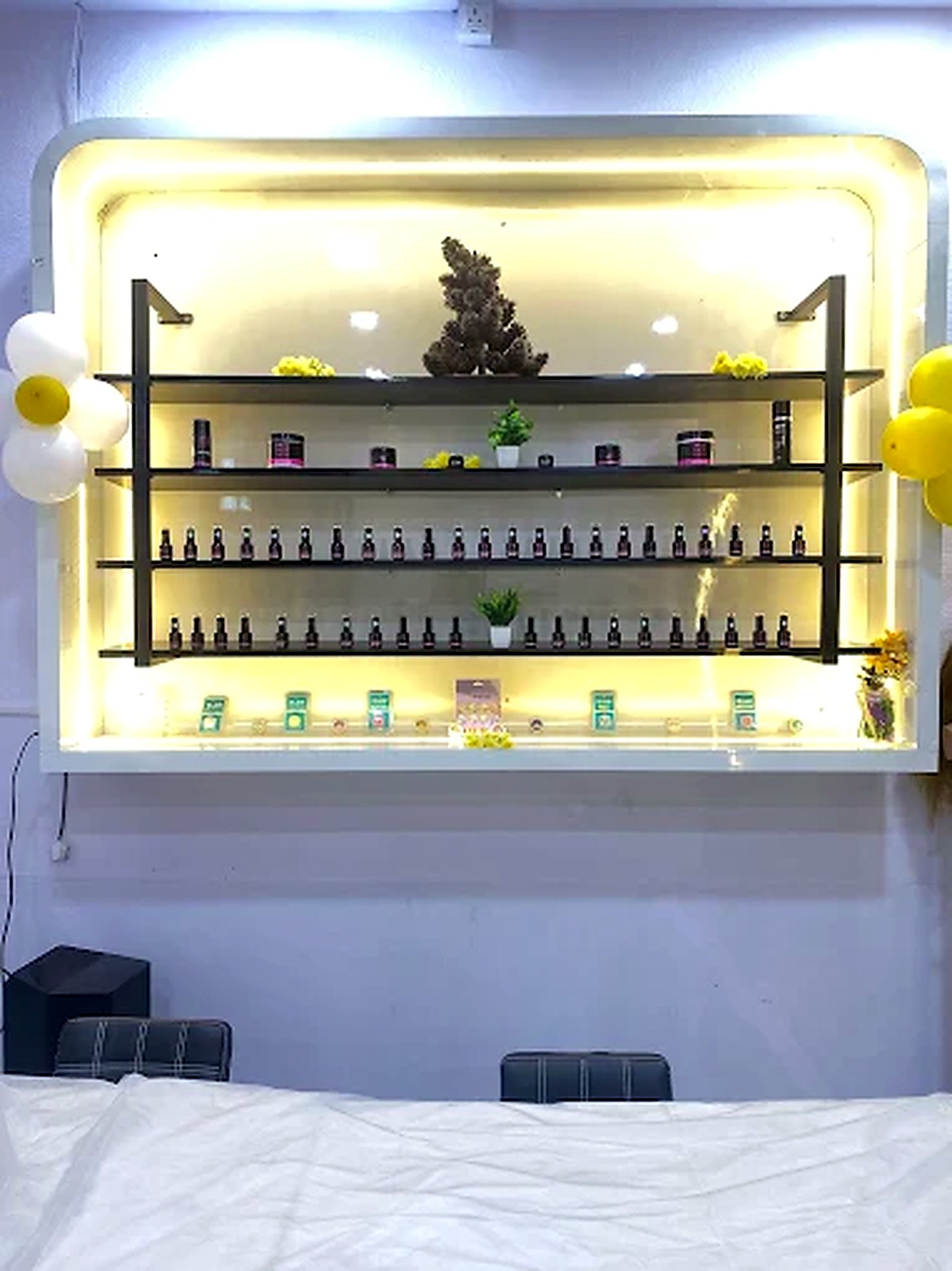 The product shelf at Hairways